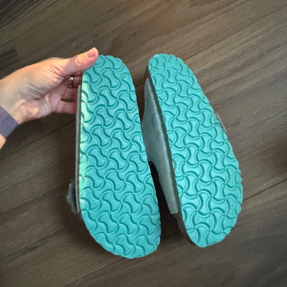 Fuzzy Teal Birkenstocks - Picture 3 of 3